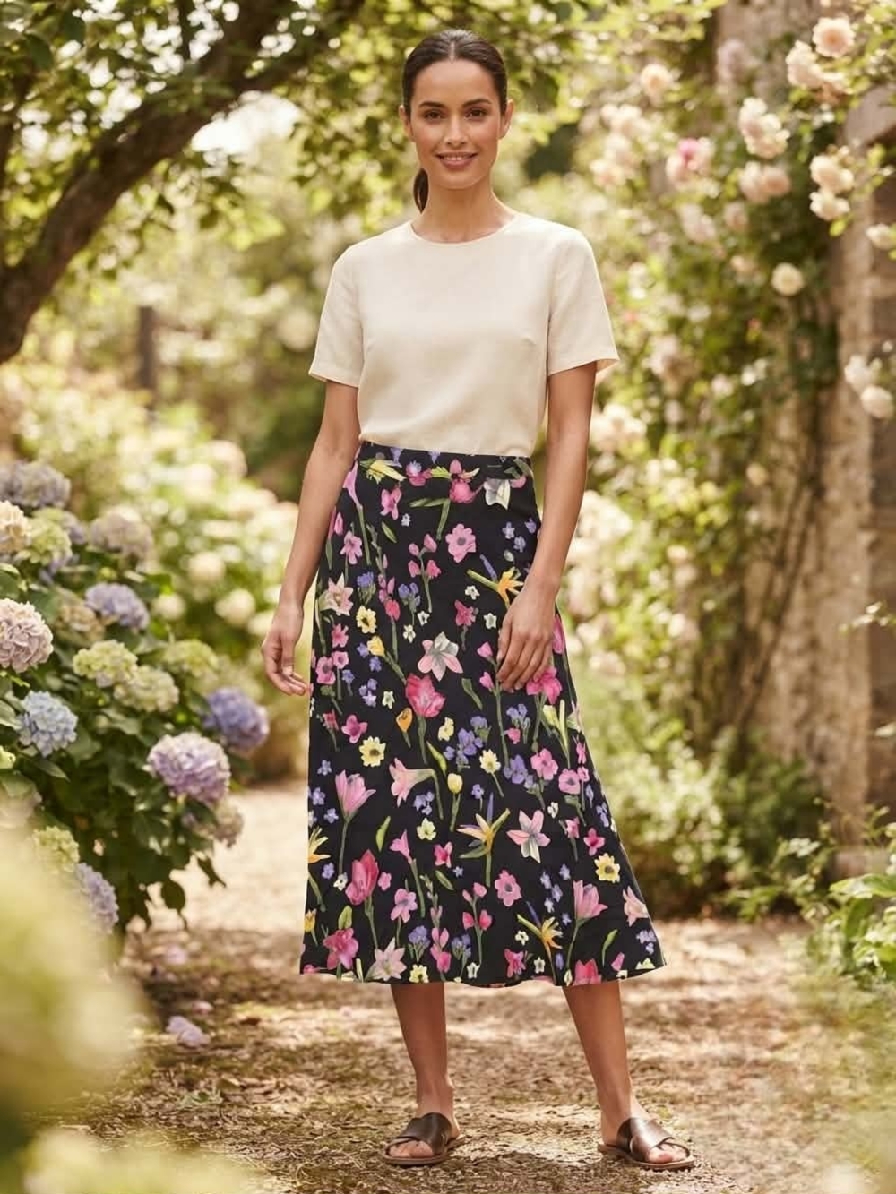 Coldwater Creek Vintage Floral Midi / Maxi Skirt Size L